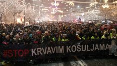 Въпреки снега хиляди демонстрираха в Белград срещу президента Вучич