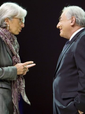 <p>
	Кристин Лагард и Доминик Строс-Кан. <em>Източник: Ройтерс</em></p>
