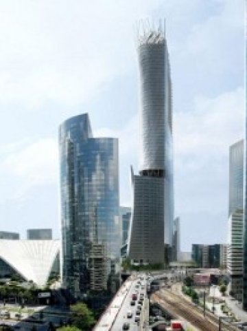 <p>Phare, на заден план. Визуализация: <span lang="en-US">Morphosis Architects, Inc.</span></p>