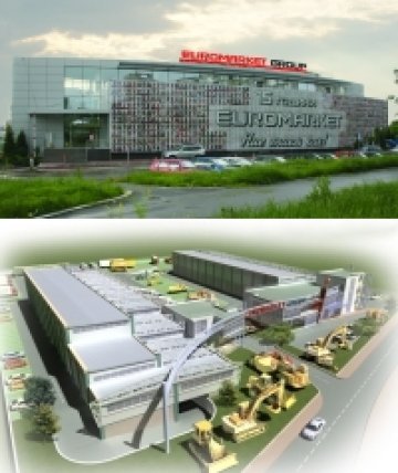 Централният офис на Евромаркет и бъдещият сервизен корпоративен център. Снимка и илюстрация: Евромаркет