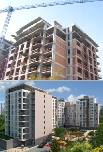 Lagera Tulip в момента (горе) и визуализация. Снимки: Investor.bg и AFI Europe