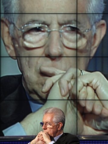 <p>
	Марио Монти по време на участието си в предаването на RAI. Снимка: Ройтерс</p>
