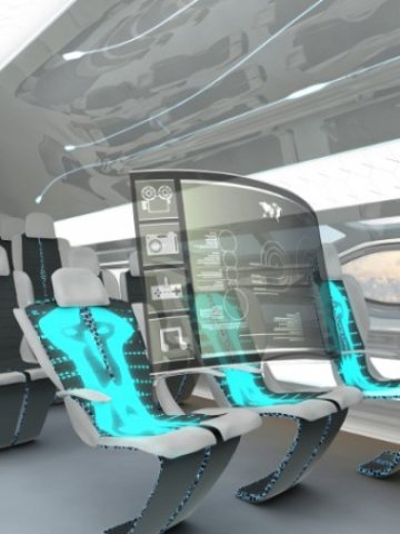 <p>
	По стените ще са разположени холографни дисплеи за игри и система за забавления. <em>Снимка: Airbus</em></p>
