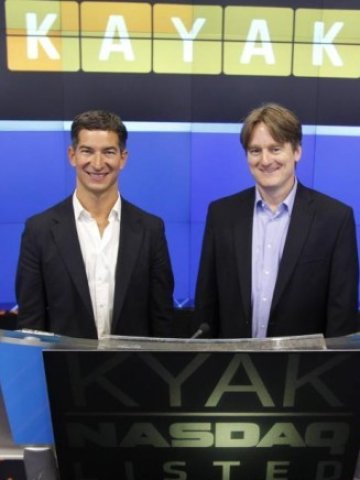 <p>
	Мениджърите на Kayak при IPO-то през лятото. <em>Снимка: компанията</em></p>
