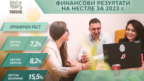 Nestle отчита стабилен органичен ръст на продажбите от 7,2% през 2023 г.