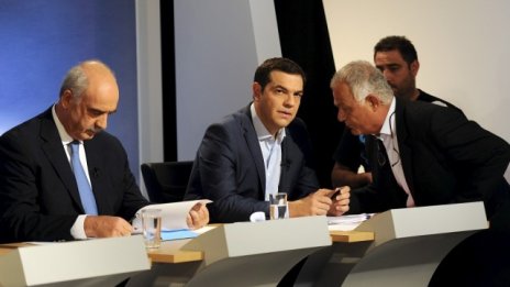 Скука на първия телевизионен дебат на политически лидери в Гърция от 2009 г. 