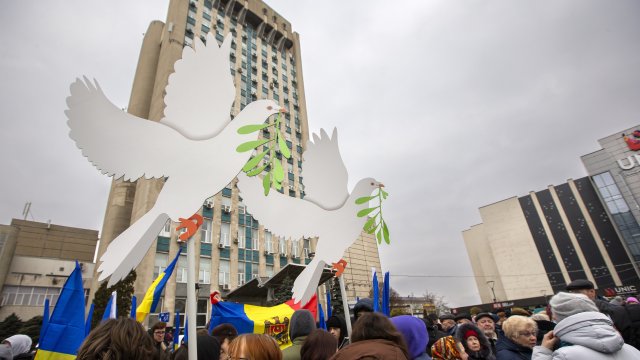 Протест на украинската опозиция в Кишинев с искане за мир.  Снимка: ЕРА