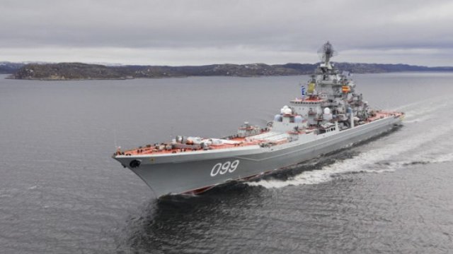 Крайцерът &quot;Петър Велики&quot;. Снимка: Министерството на отбраната на Русия