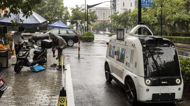 Автономно превозно средство на Baidu в Шанхай. Снимка: Qilai Shen/Bloomberg