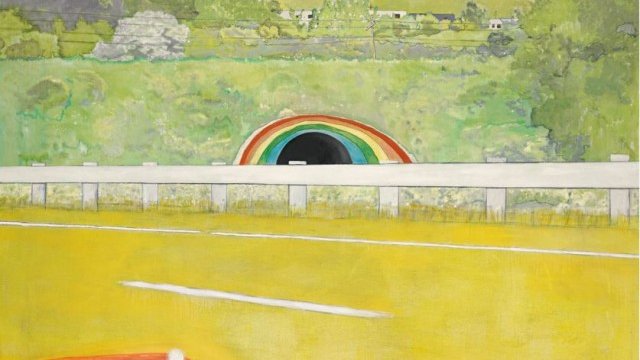 <p>
	Картината &bdquo;Country-rock (wing mirror)&rdquo; на Питър Дойг.<em> Снимка: Sotheby&#39;s</em></p>
