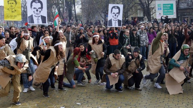 <p>
	Протестът на студентите. <em>Снимка: БТА</em></p>
