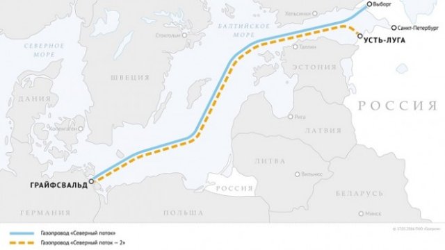 <p>
	Трасето на &quot;Северен поток&quot;. Графика : <em>&quot;Газпром&quot;</em></p>
