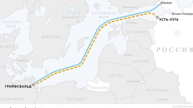 <p>
	Проектът &quot;Северен поток&quot;. Карта: <em>Газпром</em></p>
