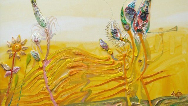 <p>
	Платното &bdquo;Слънчев ангел&rdquo; бе продадено за 12 000 лева. <em>Снимка: АУБ</em></p>
