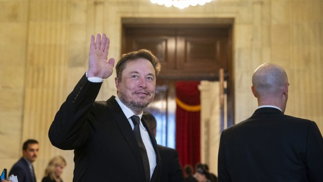 Милиардерът Илон Мъск по време на срещата във Вашингтон в сряда. Снимка: Bloomberg L.P.