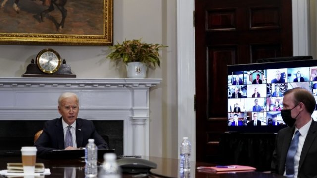 <p>
	Байдън по време на виртуалната среща. <em>Снимка:&nbsp;EPA/Amr Alfiky</em></p>
