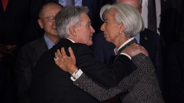 Пауъл и Лагард. Снимка: Bloomberg