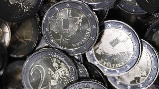 Хърватските евромонети. Снимка: Oliver Bunic/Bloomberg