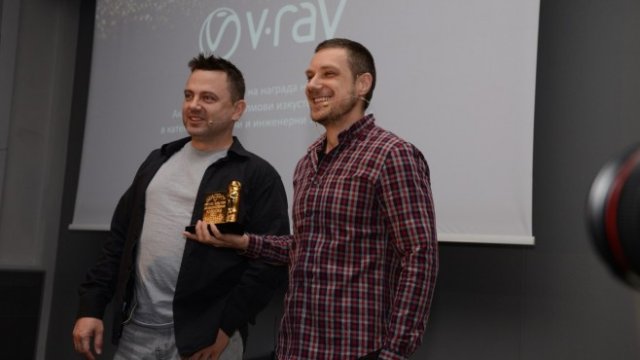 <p>
	Петър Митев (<em>вляво) </em>и&nbsp;Владимир Койлазов.<em> Снимка:&nbsp;Chaos Group</em></p>
