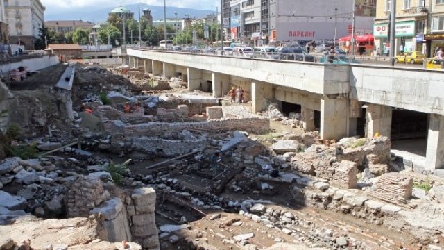 <p>
	Ларгото с археологическите разкопки на Антична Сердика. <em>Снимка: Архив БТА</em></p>
