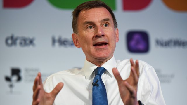 Британският финансов министър Джереми Хънт говори на събитие на Британската търговска камара. Снимка: Bloomberg L.P.