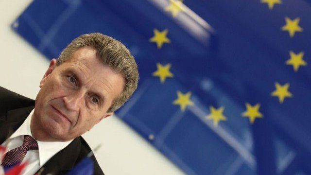 <p>
	Енергийният еврокомисар Гюнтер Йотингер.<em> Снимка: Ройтерс</em></p>
