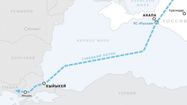 <p>
	Трасето на &quot;Турски поток&quot;. <em>Схема: &quot;Газпром&quot;</em></p>
