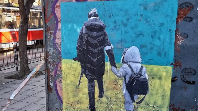 Гарфит в подкрепа на Украйна в центъра на София. Снимка: Димитър Кьосемарлиев, Investor Media Group