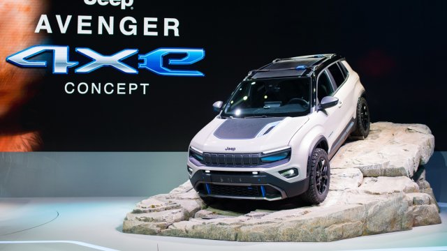 Изцяло електрическият Jeep Avenger SUV, представен на автомобилното изложение в Париж. Снимка: Bloomberg L.P.