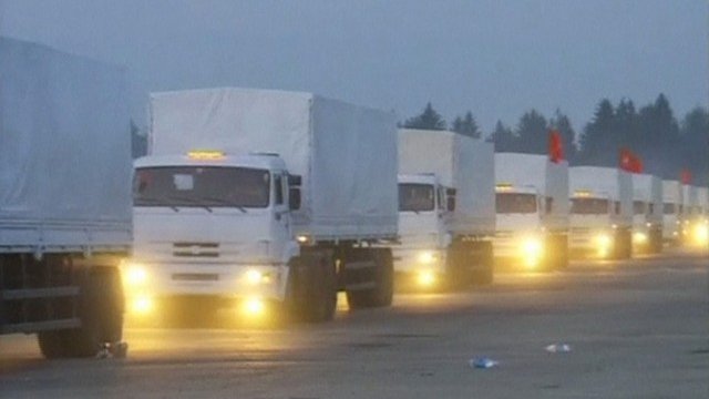 <p>
	Така изглежда руският конвой. <em>Снимка: Ройтерс</em></p>
