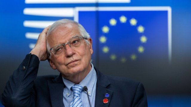 <p>
	Жозеп Борел, заместник-председател на Европейската комисия, по време на пресконференция след заседание на Съвета по външни работи в Брюксел. <em>Снимка: /Getty Images/Bloomberg</em></p>
