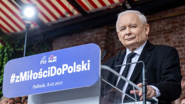 Лидерът на &quot;Право и справедливост&quot; Яролсав Качински. Снимка: Andrzej Iwanczuk/NurPhoto via Getty Images