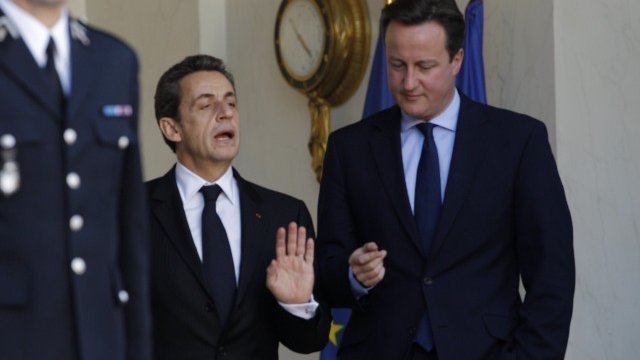 <p>
	Британският премиер Дейвид Камерън и френският президент Никола Саркози. Снимка: Ройтерс</p>
