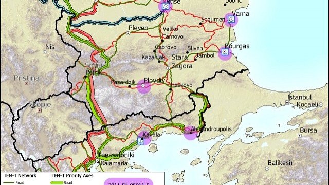 <p>
	<em>Жп линия ще свързва пристанища в Гърция и България. </em>Източник: TEN-T</p>
