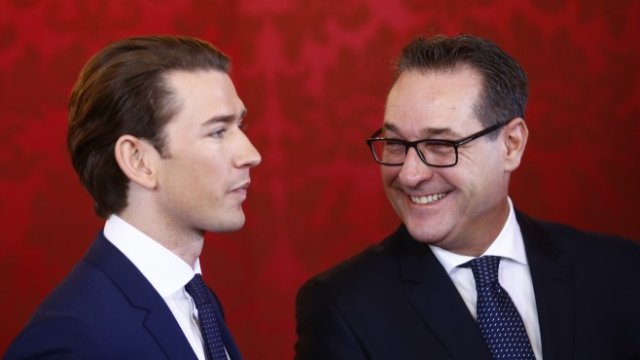 <p>
	Лидерът на австрийската Народна партия Себастиан Курц (вляво) и бившия ръководител на&nbsp;Австрийската партия на свободата&nbsp;Хайнц-Кристиан Щрахе.&nbsp;<em>Снимка: Ройтерс</em></p>
