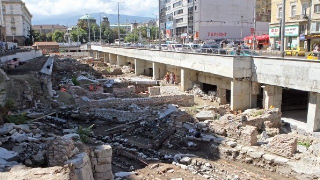 <p>
	Ларгото с археологическите разкопки на Антична Сердика. <em>Снимка: Архив БТА</em></p>
