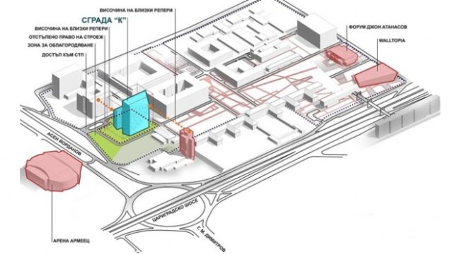 <p>
	Локация на сградата (К) в София тех парк, която ФНИБ ще построи</p>
