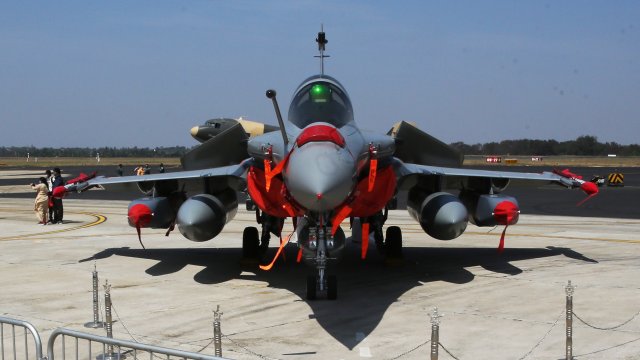 Изтребител Rafale на Dassault Aviation Group. Снимка: EPA/JAGADEESH NV