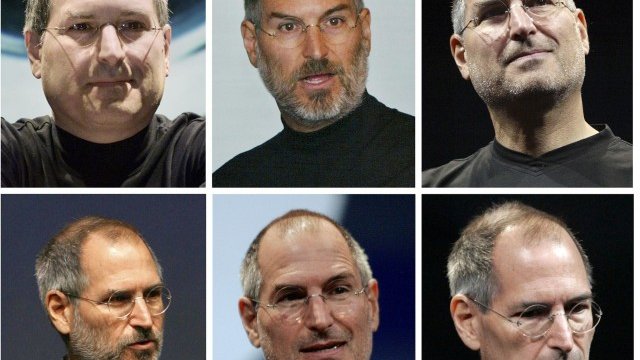 <p>
	Стив Джобс през годините (горен ред, отляво надясно) - през 2000, 2003, 2005 (долен ред, отляво надясно) - 2006, 2008 и 2009 г. <em>Снимка: Ройтерс</em></p>
