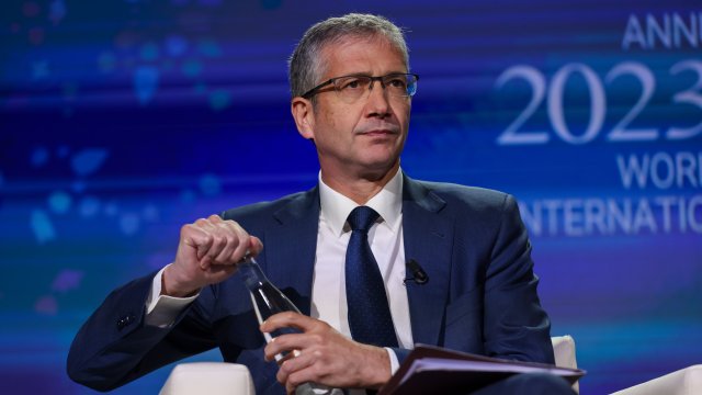 Председателят на Испанската централна банка Пабло Ернандес де Кос. Снимка: Hollie Adams/Bloomberg