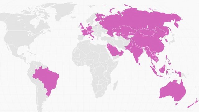 <p>
	Страните в лилаво са се присъединили или са кандидатствали за членство в&nbsp;Asian Infrastructure Investment Bank (AIIB). <em>Източник: Quartz / Investor</em></p>
