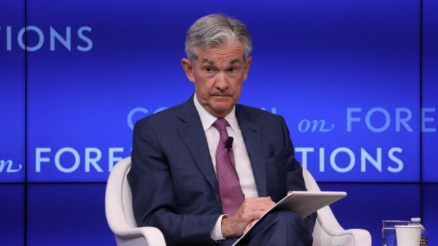 <p>
	<em>Джером Пауъл по време на днешното събитие. Снимка: Ройтерс</em></p>
