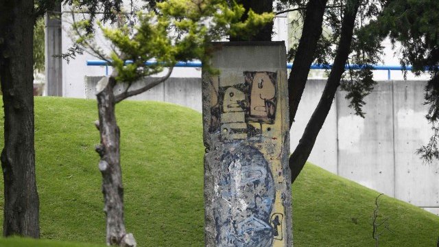 <p>
	Парче от Берлинската стена в градина в Мексико.<em> Снимка: Ройтерс</em></p>
