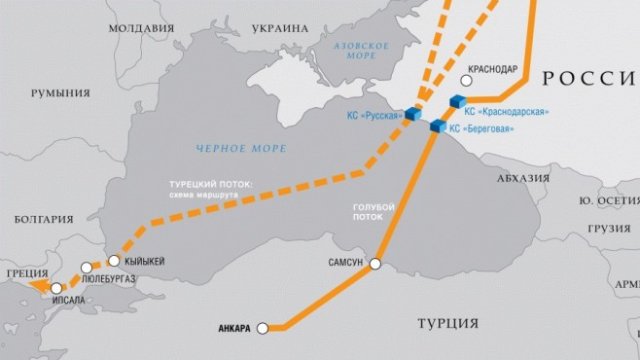 <p>
	Трасето на &quot;Турски поток&quot;. Схема: <em>&quot;Газпром&quot;</em></p>

