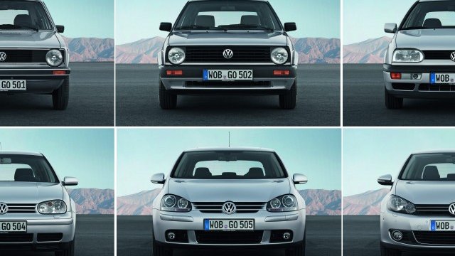 <p>
	<em>Първите шест поколения на Golf . Снимка: Volkswagen</em></p>
