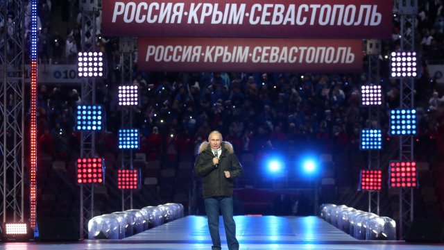 Путин празнува годишнина от завладяването на Крим през 2021 г. Снимка: ЕРА