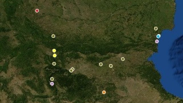 <p>
	17-те конфликтни екологични зони, отбелязани на картата на България.</p>
