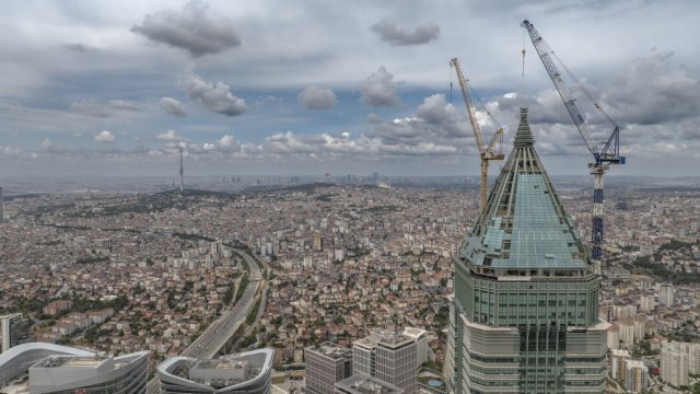 Стъкленият покрив на турската централна банка. Снимка: Sebnem Coskun/Anadolu Agency via Getty Images