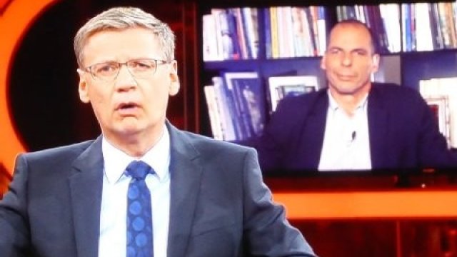 <p>
	Гюнтер Яух и Варуфакис. <em>Снимка: ARD</em></p>

