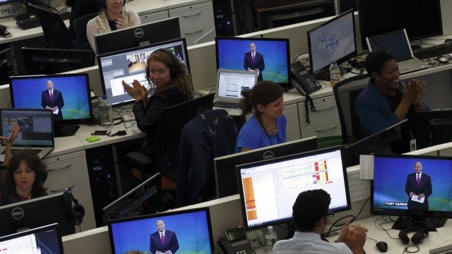 <p>
	Редакцията на телевизия Al Jazeera, Снимка: <em>Ройтерс</em></p>
